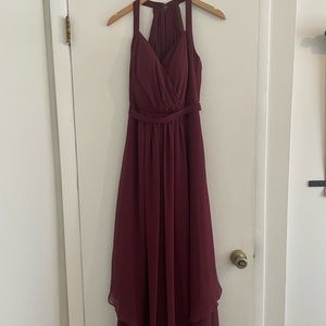 Belsoie Size 2 Burgundy Bridesmaid Dress V Neck
